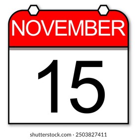 November 15th, Simple daily calendar with flat design style. - Powered by Shutterstock