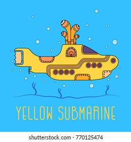 November 19.2017 . Editorial illustration of the Beatles yellow submarine . World Beatles Day topic January 16th .