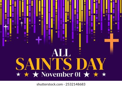 November 1st is celebrated as All saints day by the Christian community, colorful backgrond with cross and text. - Powered by Shutterstock