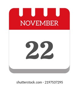 November 22 Calendar Flat Icon