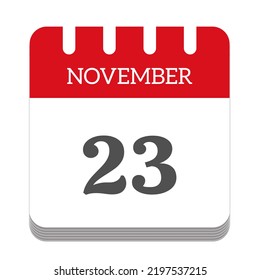 November 23 Calendar Flat Icon