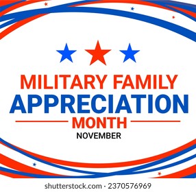 November is observed as Military Family Appreciation month in the United States of America, background design with shapes and typography - Powered by Shutterstock