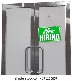 Now Hiring Help Wanted Sign On Business Company Or Retail Store Door