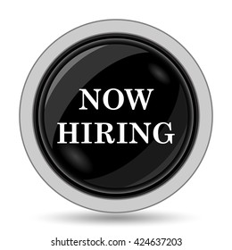 Now hiring icon. Internet button on white background.