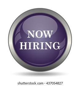 Now hiring icon. Internet button on white background.
