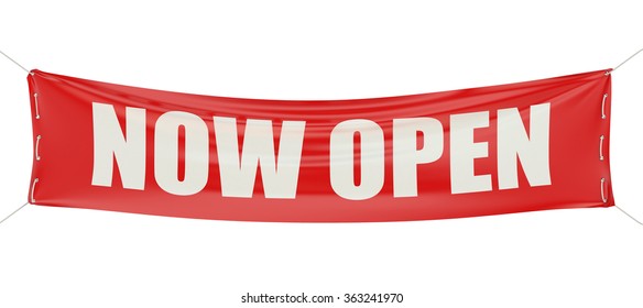 Now Open Concept On The Red Banner