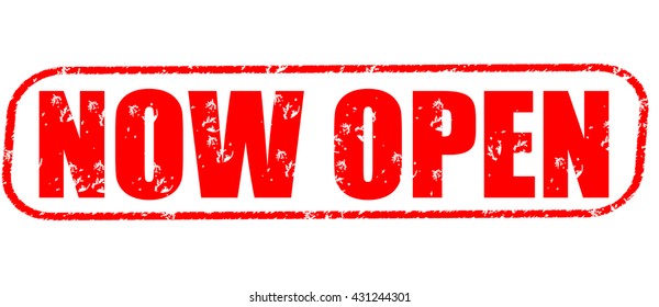 Now Open Stamp On White Background Stock Illustration 431244301