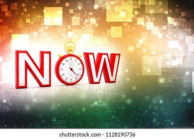 Now stop watch in digital background, Business Deadline or Countdown Concept. 3d render