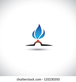 Nozzle with gas burning bright as hot blue flame icon