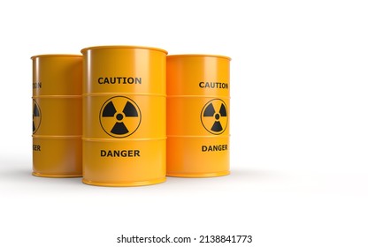 Nuclear Barrels With Nuclear Sign 3D Rendering