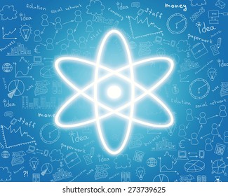 Nuclear Energy Icon On Abstract Blue Background