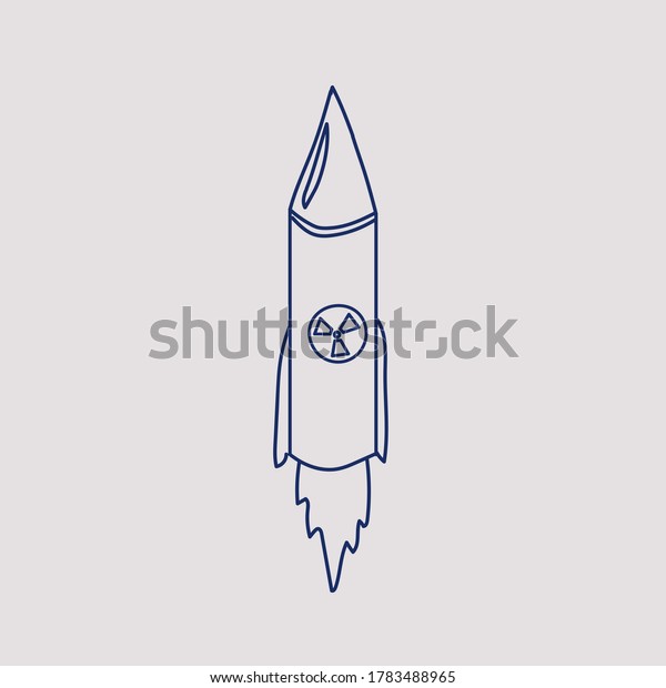 Nuclear Missile Doodle Drawing Blue Line ภาพประกอบสต็อก 1783488965