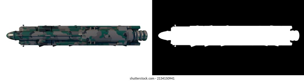 Nuclear Missile Launch Truck 1 - Top View White Background Alpha Png 3D Rendering Ilustracion 3D	