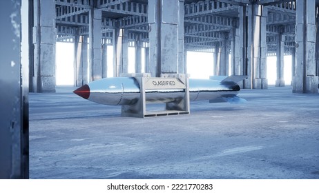 Nuclear Missile, Nuclear Warhead, Clear Sky, 3d Rendering