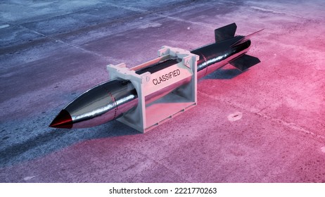 Nuclear Missile, Nuclear Warhead, Concrete, 3d Rendering