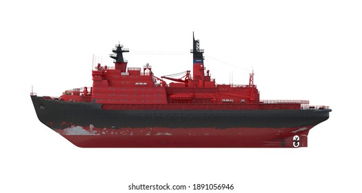 Nuclear Powered Icebreaker Yamal 3D Illustration On White Background