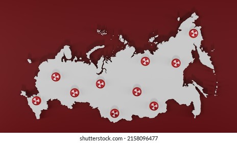 Nuclear Powers Of Russia, Russia Is A Power Of Atomic Weapons. 3D Work And 3D Image