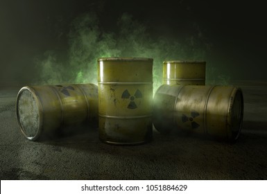Nuclear waste in barrels (3D Rendering)