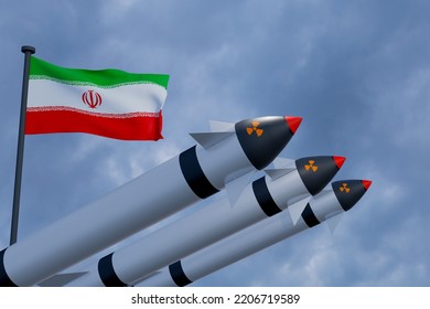 Nuclear Weapon Iran, Nuclear Deterrent Missiles By Iran, The Nuclear Warhead With Iran Flag,  Weapons Of Mass Destruction Nuclear Bomb, 3d Image And 3d Work