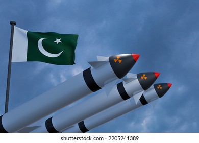 Nuclear Weapon Pakistan, Nuclear Deterrent Missiles By Pakistan, The Nuclear Warhead With Pakistan Flag,  Weapons Of Mass Destruction Nuclear Bomb, 3d Image And 3d Work