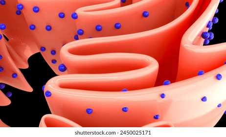 Nucleus with endoplasmic reticulum 3d illustrator