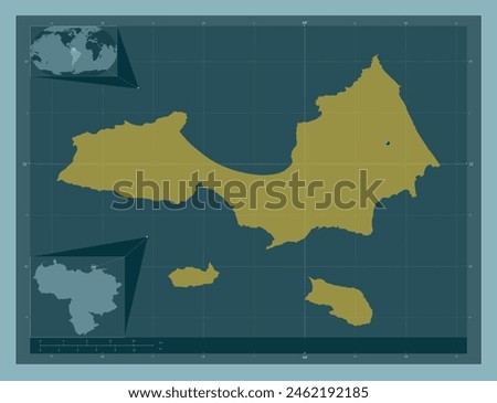 Nueva Esparta, state of Venezuela. Solid color shape. Corner auxiliary location maps