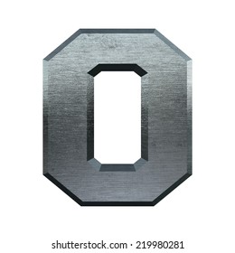 Number 0. Metal Alphabet. Industrial Metal Font Isolated On White. 