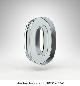 Number 0 On White Background. Camera Lens Transparent Glass 3D Rendered Number With Dispersion.