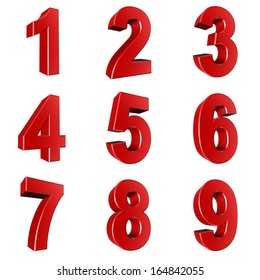 Red Numbers Symbols 3d Illustrations Set Stock Vector (Royalty Free ...