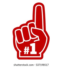 Number 1 One Sports Fan Foam Hand With Raising Forefinger Icon. Fan Support Sport Illustration.