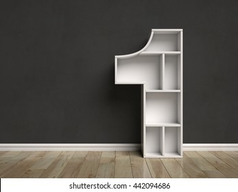 Number 1 Shaped Shelves 3d Rendering