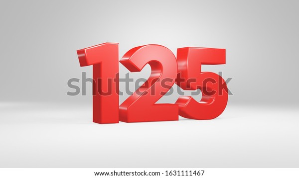 Number 125 Red On White Background Stock Illustration 1631111467 ...