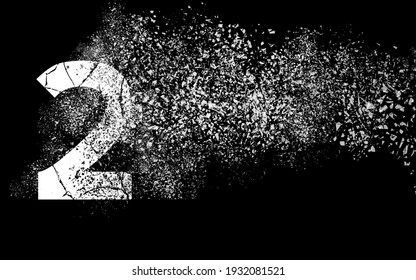 Number 2- Explosion Type Typographic White Color Number 2 In Black Background Wallpaper