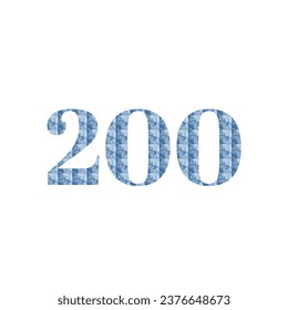 number 200 design with cloud texture on white background