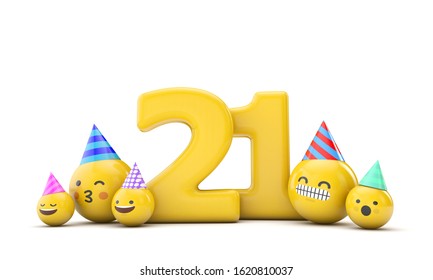 Number 21 birthday party celebration. 3D Render - Powered by Shutterstock