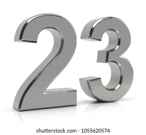 Number 23 Isolated On White Background. 3d Illustration