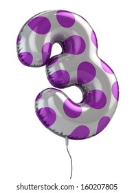 Number 3 Balloon 3d Illustration