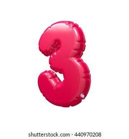 Number 3 Balloon Inflatable 3D Rendering