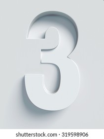 Number 3 Slanted 3d Font Engraved And Extruded From The Surface