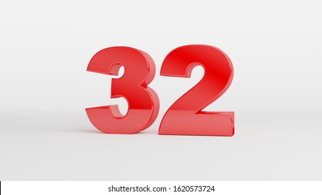 Number 32 Glossy Red Color On Stock Illustration 1620573724 | Shutterstock