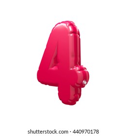 Number 4 Balloon Inflatable 3D Rendering