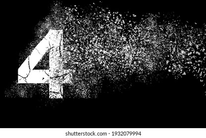 Number 4- Explosion Type Typographic White Color Number 4 In Black Background Wallpaper