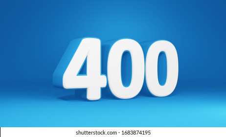 Number 400 in white on light blue background, isolated number 3d render