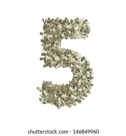 Number 5 Made From Dollar Bills