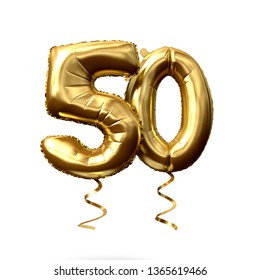 Number 50 gold foil helium balloon isolated on a white background. 3D Render - Powered by Shutterstock