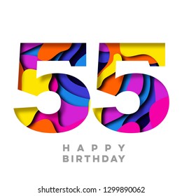 Number 55 Happy Birthday Colorful Paper Stock Illustration 1299890062 ...