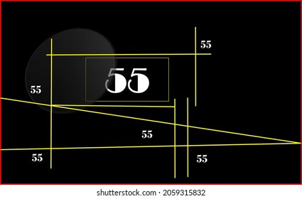 The number 55 on a solid background. Illustration and background
