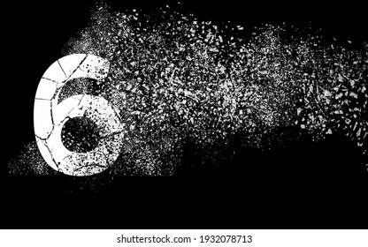 Number 6- explosion type typographic white color number 6 in black background wallpaper