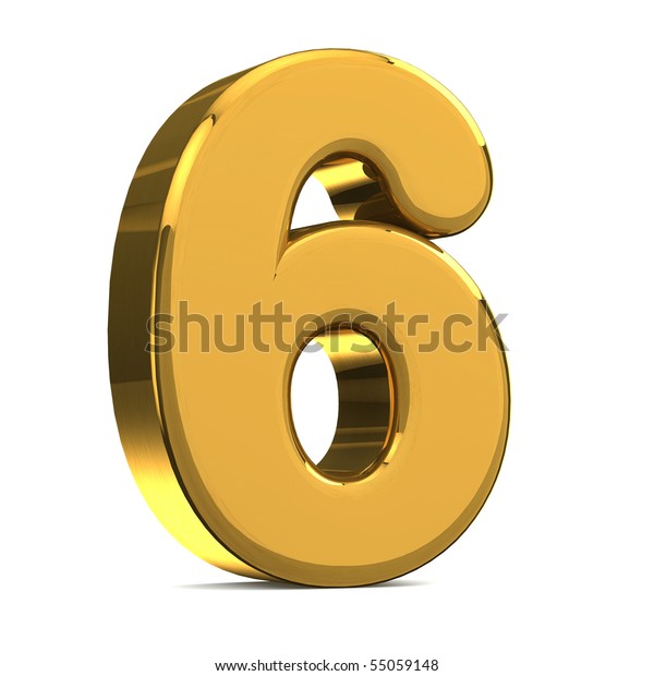 Number 6 Gold Metal On White Stock Illustration 55059148