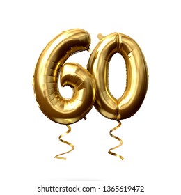 Number 60 gold foil helium balloon isolated on a white background. 3D Render - Powered by Shutterstock